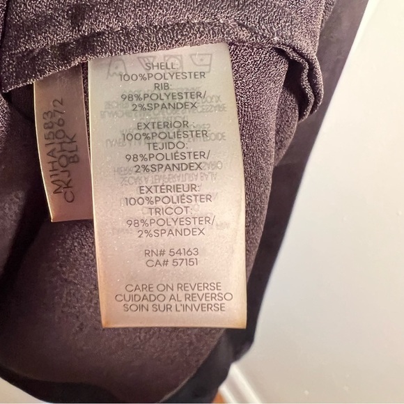 Calvin Klein Metallic Trim Long Sleeve Satin Blouse Black - Picture 12 of 15